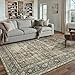 PureCozy Vintage Area Rug 5x7 Brown Washable Living Room Large Carpet Non Slip Bedroom Indoor Office Low Pile Traditional Distressed Retro Accent Rug for Dining Room Bathroom Kitchen