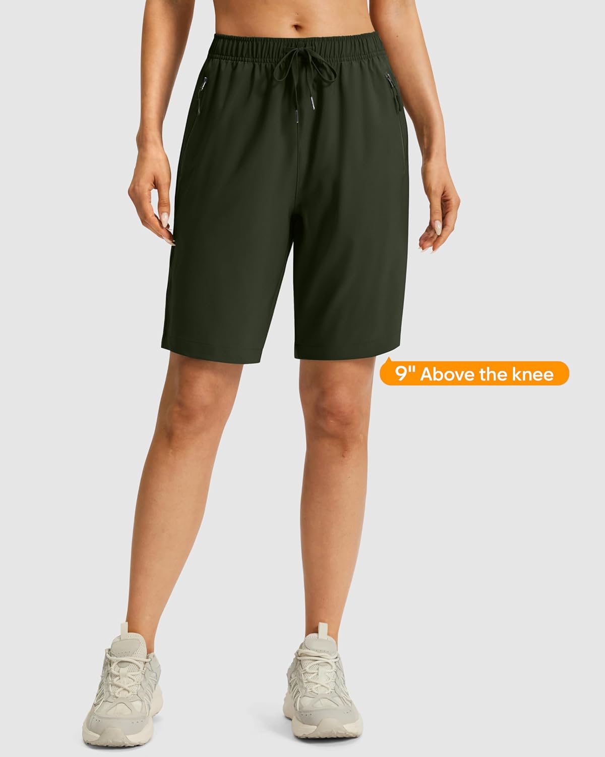 Viodia Women's 9''/11'' Hiking Shorts Long Bermuda Lightweight Shorts Quick Dry Athletic Golf Shorts with 3 Zipper Pockets - Image 3