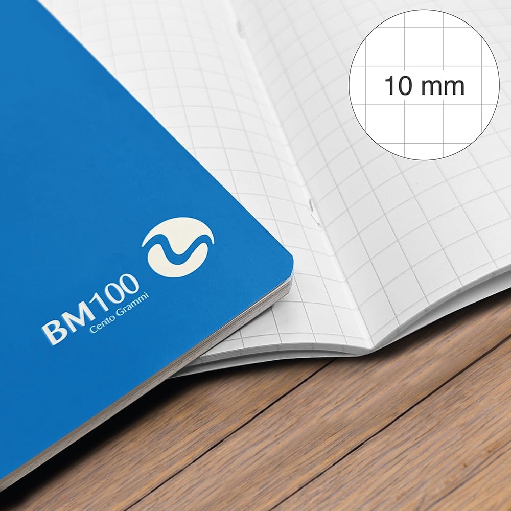 BM BeMore Centus 0101036 Notebook A4 Ruling 10 mm Squares 1 cm Paper 100 g/m2 Assorted Colours Pack of 12