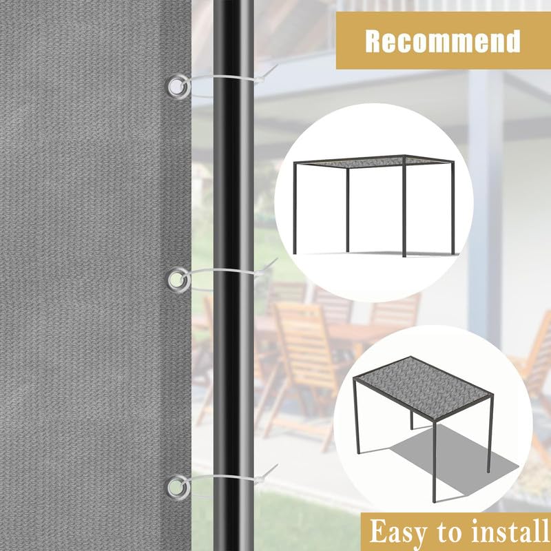 Image of MetDeals HDPE Knitted Balcony Sun Shade Sail Canopy Cover for Outdoor, Garden & Terrace|UV & Sun Protection with Rustproof Eyelet & Cable Tie for Easy Installation(Grey, 9.5x12 Ft)(Pc 1)
