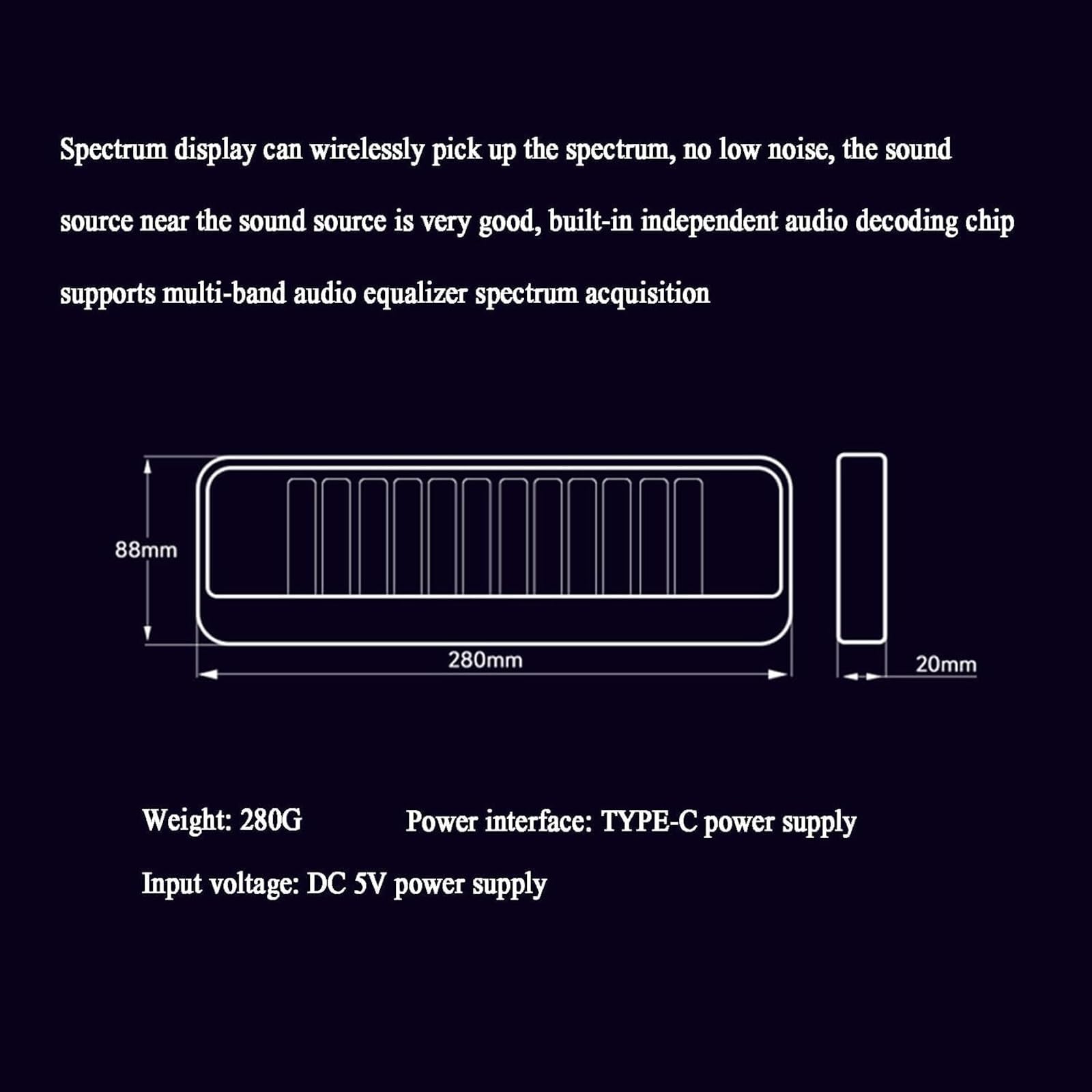 Wyświetlacz analizatora widma audio, lampa RGB Sound Pickup Spectrum, 7 wstępnie ustawionych trybów, regulowane światło spektrum muzyki, z rurką Nixie, przetwornikiem MIC, do dekoracji USB