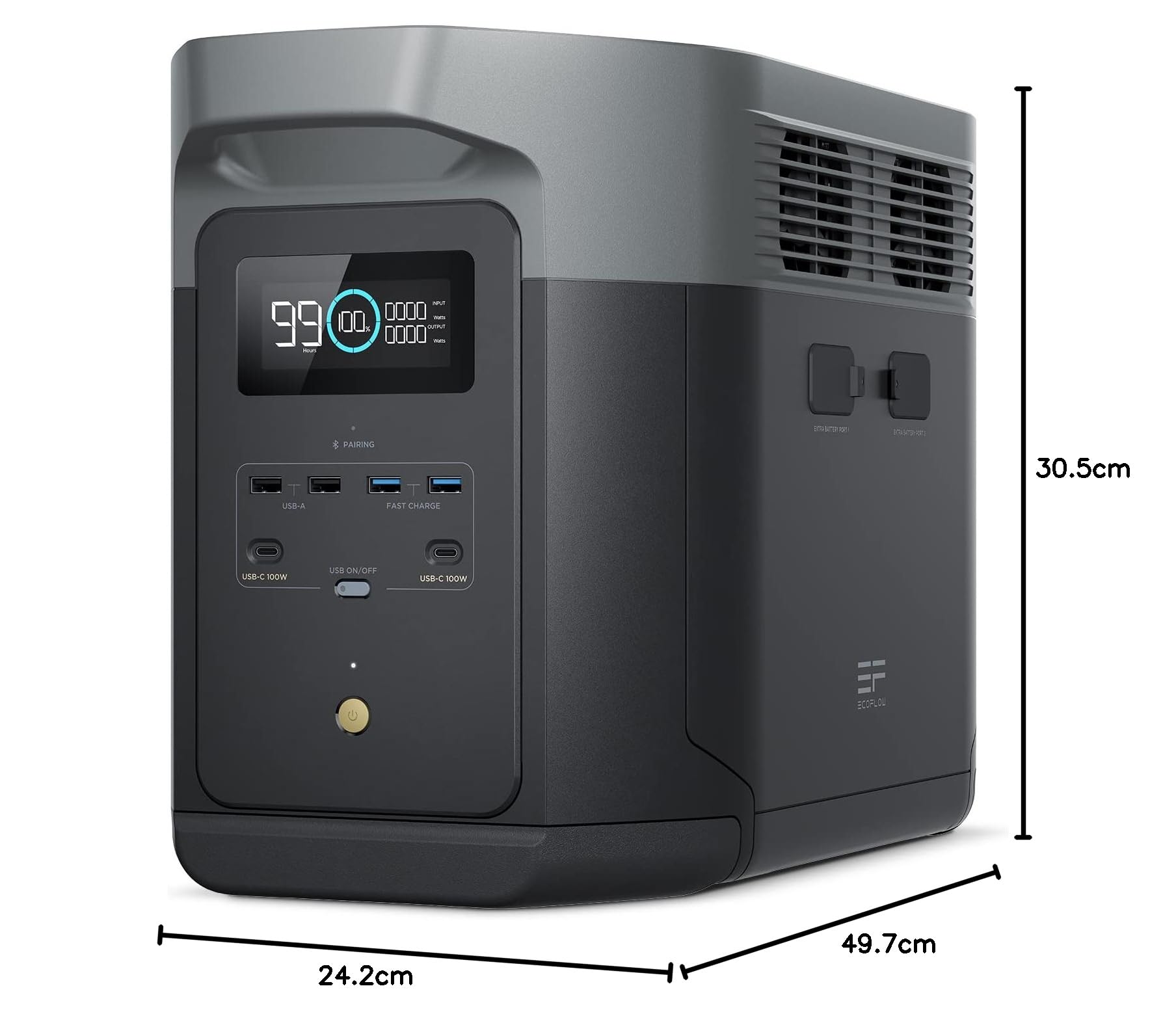 Station électrique portable EcoFlow DELTA 2 Max, capacité 2048Wh, batterie LFP, recharge rapide, seuls quelques petits défauts dans l'emballage, le produit n'a pas été utilisé(Reconditionné)