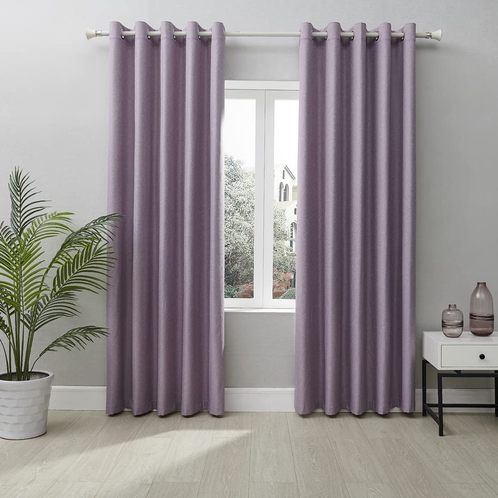 Coastline Lilac Textured Veiny Woven Thermal Blackout Eyelet Curtains (, 90X54)
