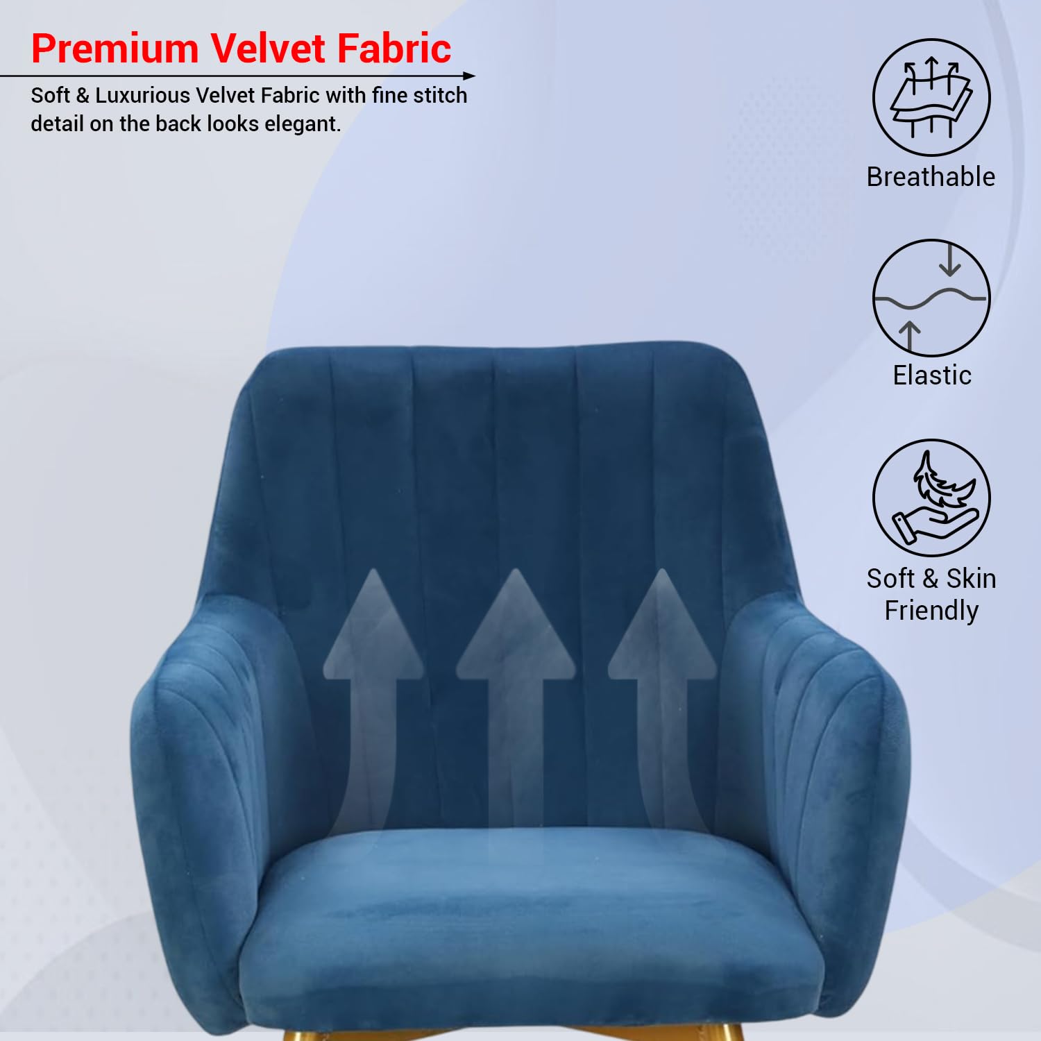 Taboo Velvet Dining Chair | Upholstered Accent Arm Chair | Soft Cushioned Seat with Backrest | Modern Velvet Fabric Chair with Metal Legs | Living Room, Bedroom, Study & Restaurant Chair | NavyBlue 1
