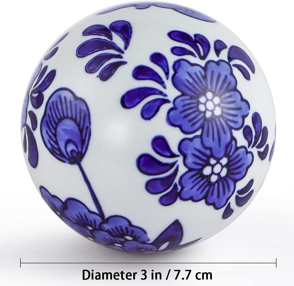 Lejoy Decorative Porcelain Balls, 3.2 Centerpiece Balls Set Floating Ceramic