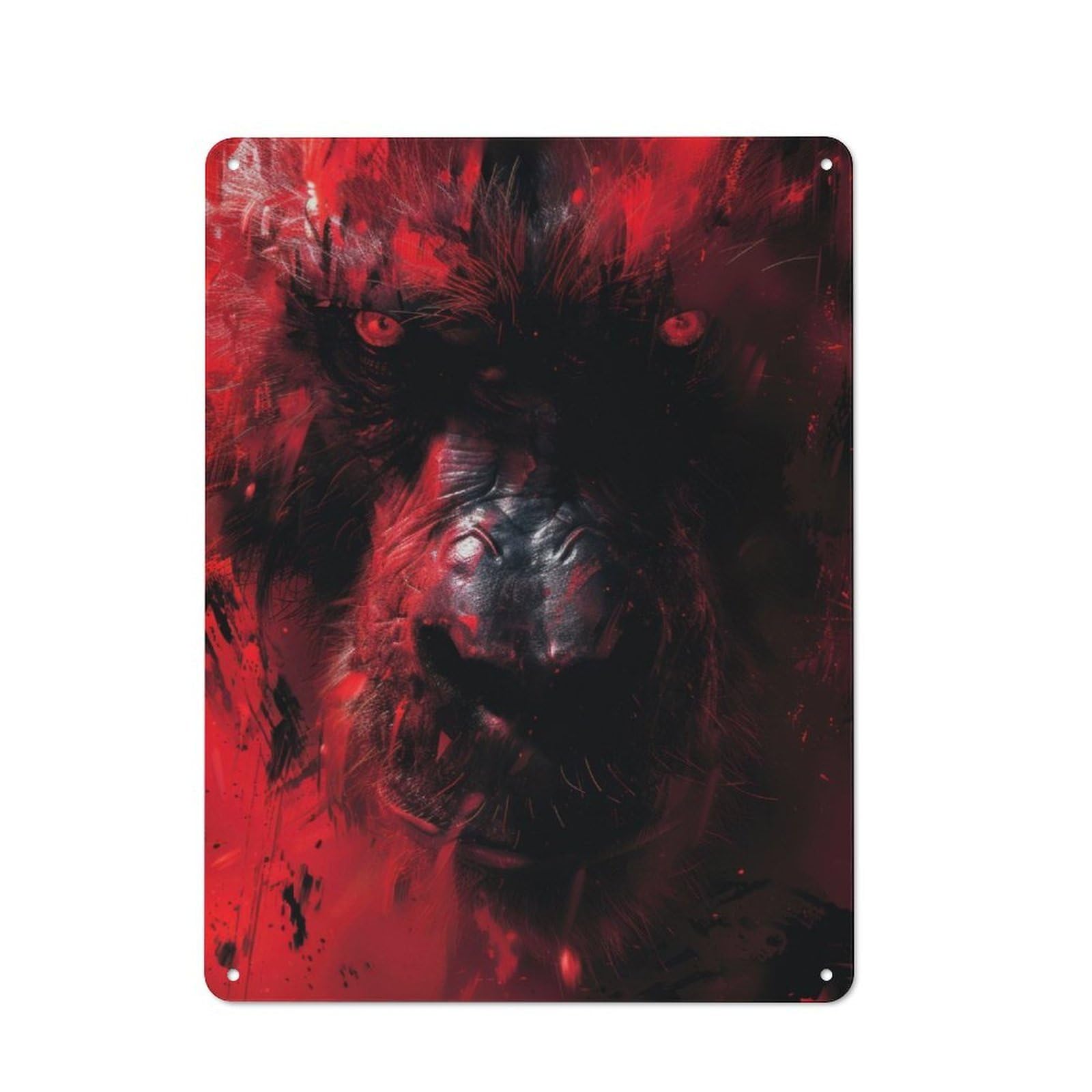 Junmoney Baboon Feral Fury Printed Metal Sign 40X30cm For Studio Or Craft Room, A Decorative Gift For A Newly Furnished Studio And Craft Room