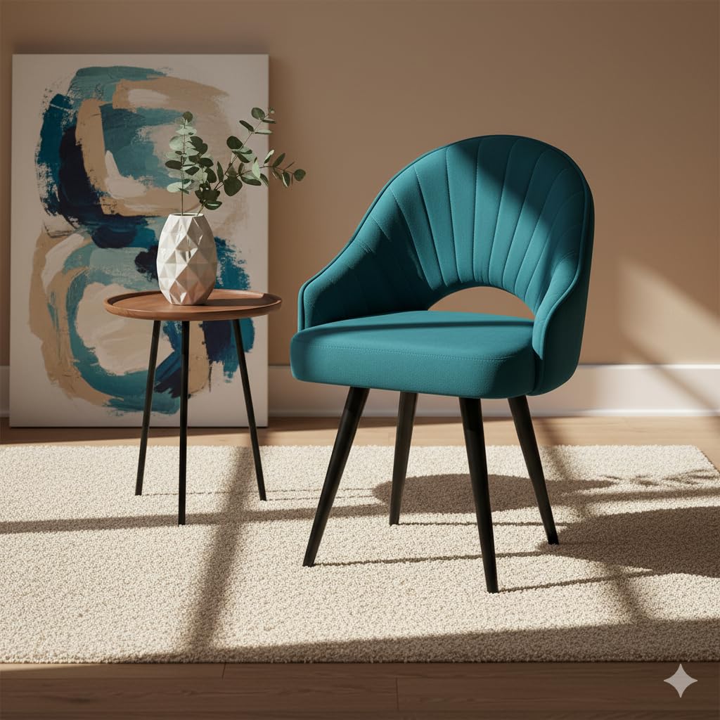 ACTIVA Chair for Home/Office|Modern Upholstered Seating with Curved Back Design|Sturdy Multipurpose Chair with Anti Slip Legs|Comfortable Padded Seating for Dining Area (Teal)-image-40