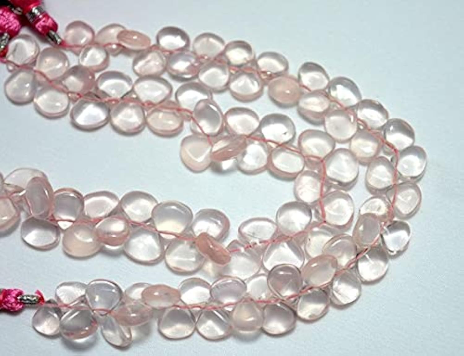 Quartz rose cœur perles 10mm briolettes fil 4 pouces pour création bijoux fait main en pierre