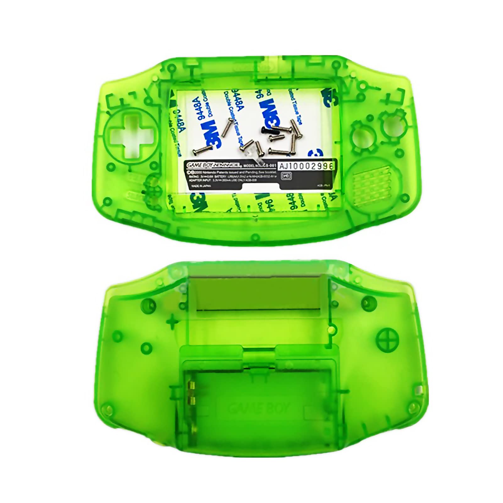 Sunvalley Clear Green Color GBA IPS Housing Case Shells Set eplacement, Compatible with for Gameboy Advance Handheld Console, Custom DIY Point-to-Point Fit Brightness Outer Casing Covers Accessories