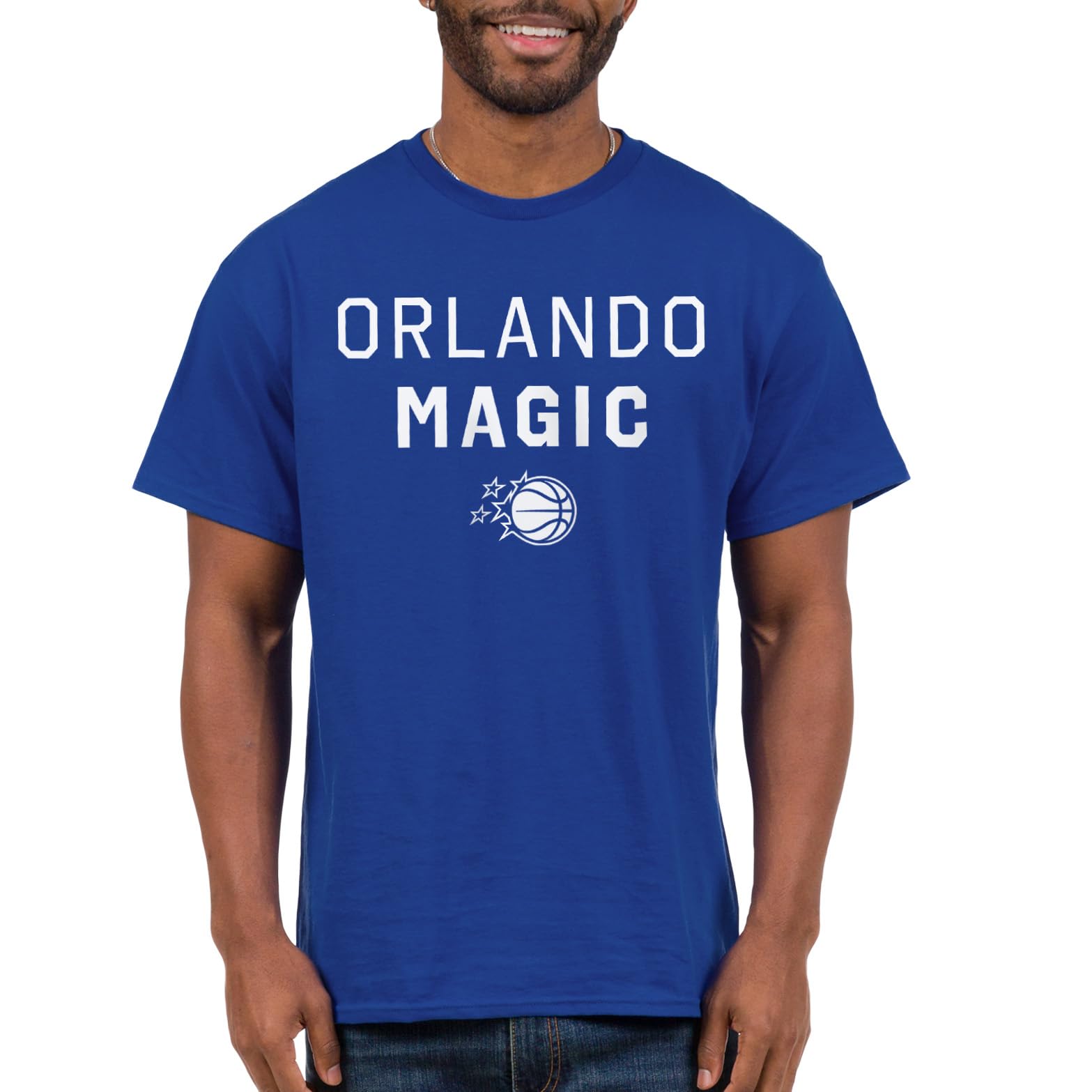 Junk Food NBA - Core Stacked Adult SS T-Shirt, Royal Blue, M