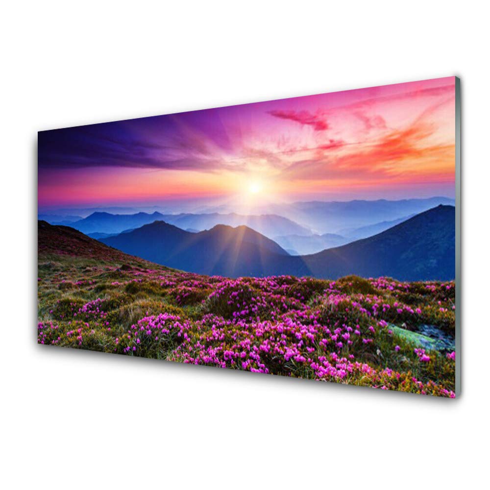 Impression sur verre trempé Tulup 100x50 cm décoration murale luxe paysage montagne