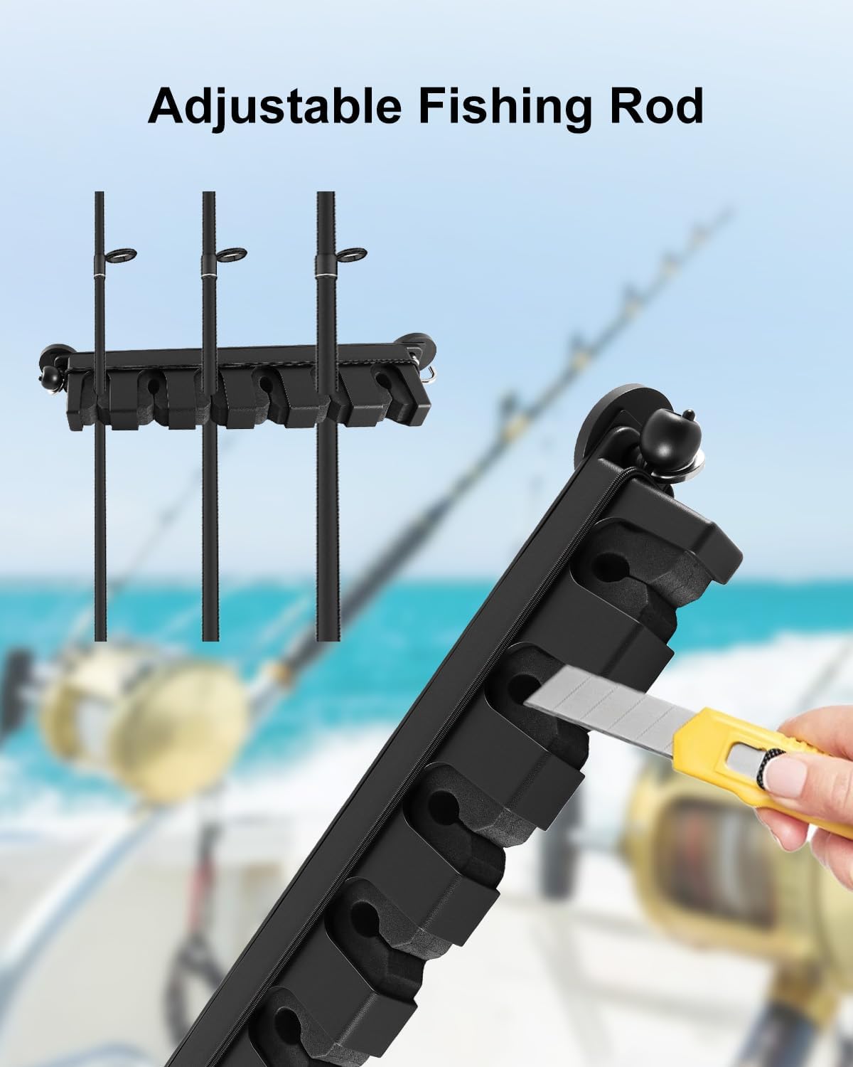 Magnetic Fishing Rod Holder, Fishing Pole Rack Vertical Rod Storage Holders for Truck Bed, Garage Door, Boat Wall, Store 6 Fishing Rods, 1 Pair Black