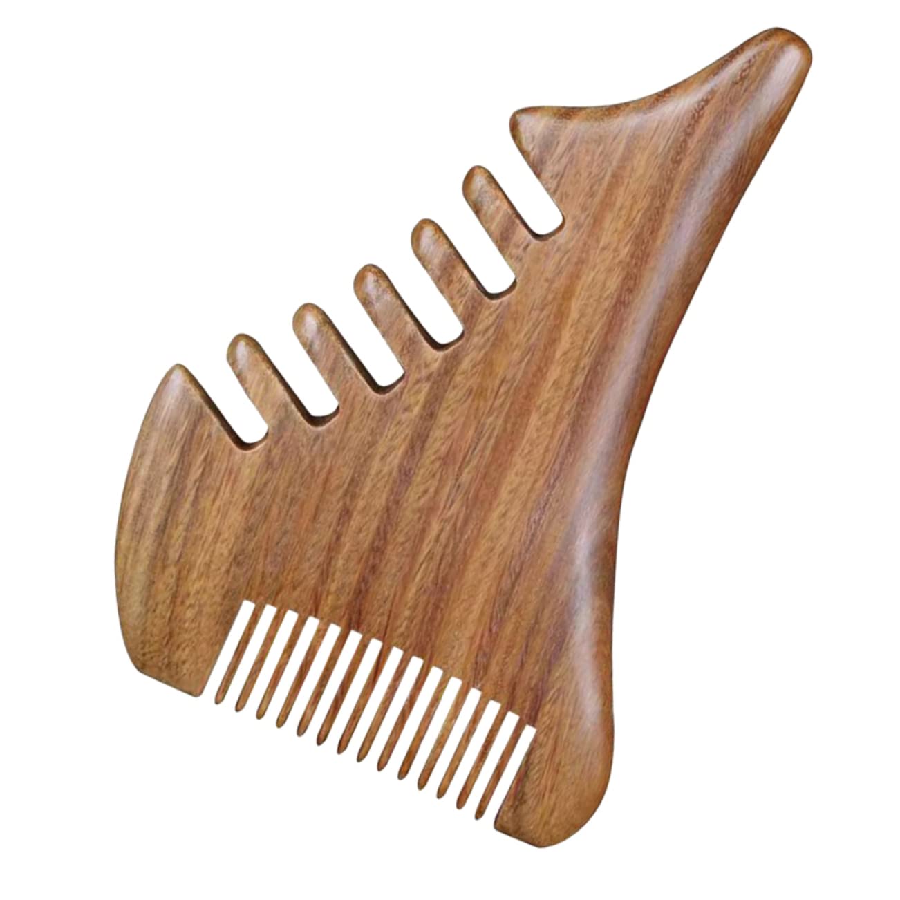 Peine de madera de sándalo Peine de madera Bigote Cabello Madera Estático Desenredante natural Masajeador de cuero cabelludo de madera Barba Cabeza estrecha Sin peines domésticos portátiles Peine con