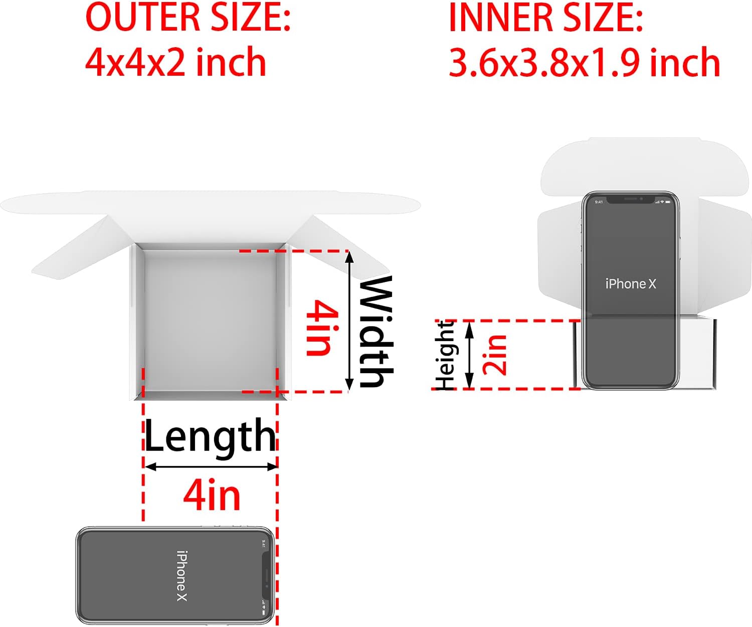 4x4x2 inches Small Shipping Boxes Set of 100 - Black Mailer Corrugated Cardboard Boxes for Shipping Packaging Mailing Products Black 4"x4"x2"/100-pack