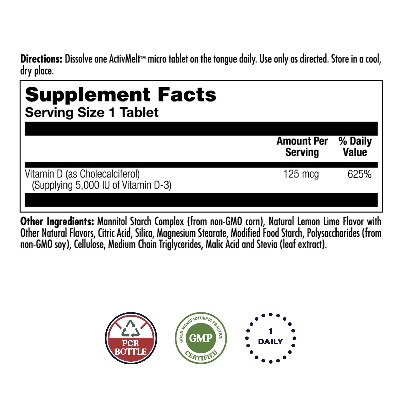 D-3 125 mcg (5000 IU) ActivMelt