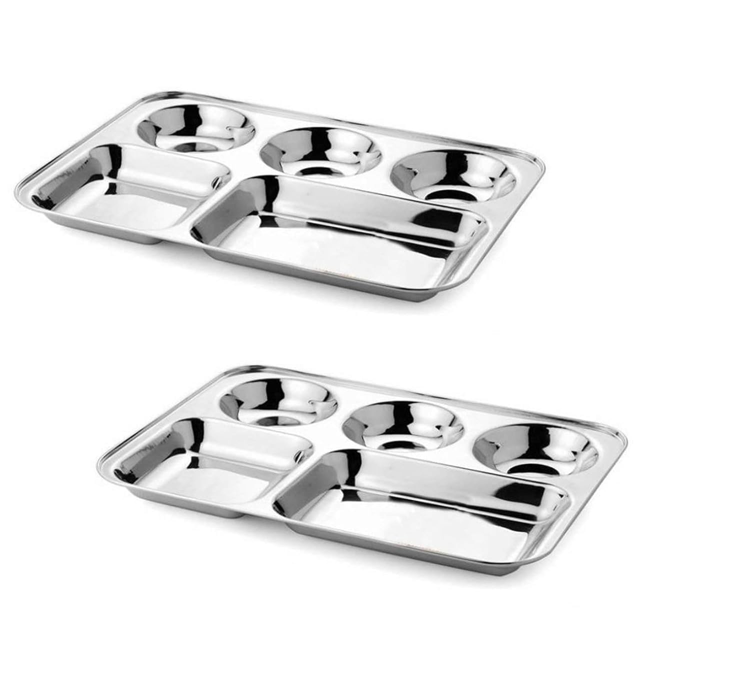 THE CHEFYARD STORE Stainless Steel 5 in1 / Bhojan Thali/Dinner Plate/Rectangular Sectioned Plate Traditional Dinner Plate/Thali (2) (B0DFY9GCPX) Amazon Price History, Amazon Price Tracker