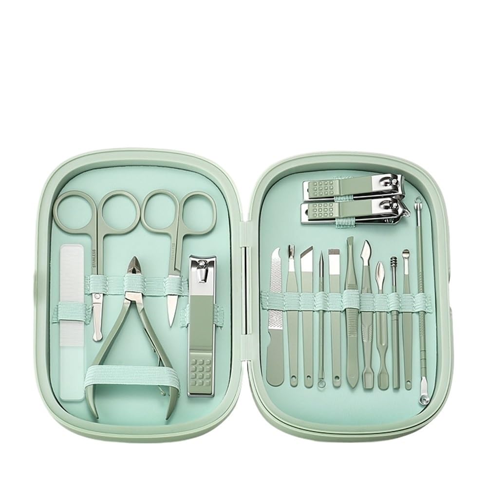Ensemble de coupe-ongles Ensemble de manucure 18 pièces Kit de manucure en acier inoxydable Coupe-ongles en acier inoxydable Ensemble complet Boîte à manchons pour ongles Coupe-ongles Ensemble de coup