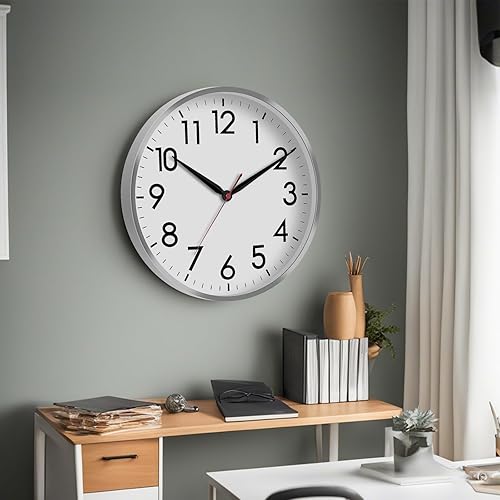Miniatura 90 de AKCISOT Reloj de pared, moderno y pequeño, funciona con pilas, de 8 pulgadas, silencioso, analógico, clásico, para oficina, hogar, baño, cocina