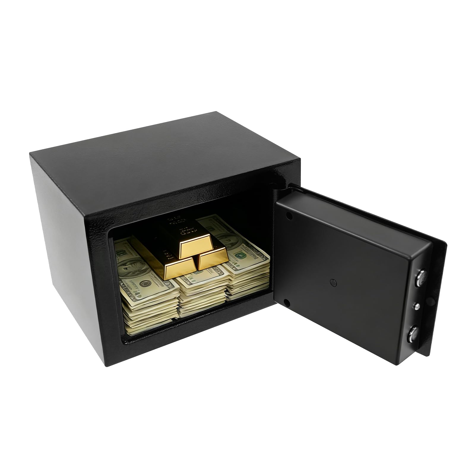 Caja fuerte de acero al carbono para montaje en pared, caja fuerte pequeña con 3 llaves y bordes lisos, caja fuerte de seguridad de 4,6 litros de capacidad y construcción robusta, caja fuerte digital