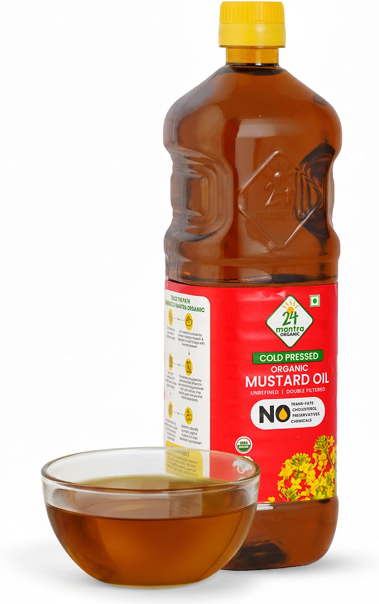 24 Mantra Organic Pressed Mustard Oil, 1 L