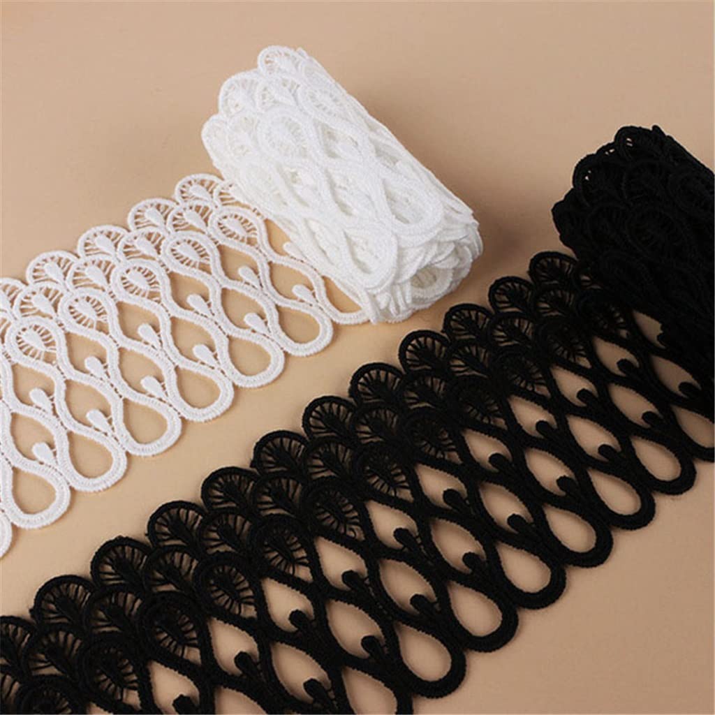 Générique Garnitures de Ruban de Dentelle de Fleurs brodées pour Passementerie de Rideau de canapé Costumes de Robe Accessoires de Mariage appliqués (Couleur : Blanc, Taille : 6 cm) (Blanc 6 cm)
