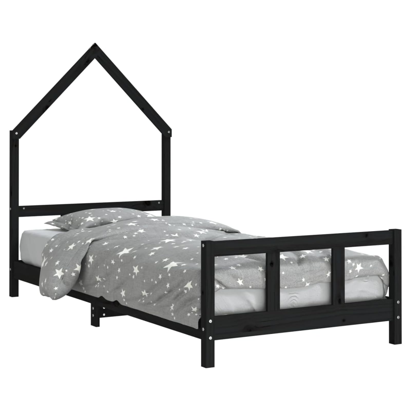 Holz Kinderbett Hausform Schwarz 205,5x95,5x136cm für Kinder ab 4 Jahren Model834569