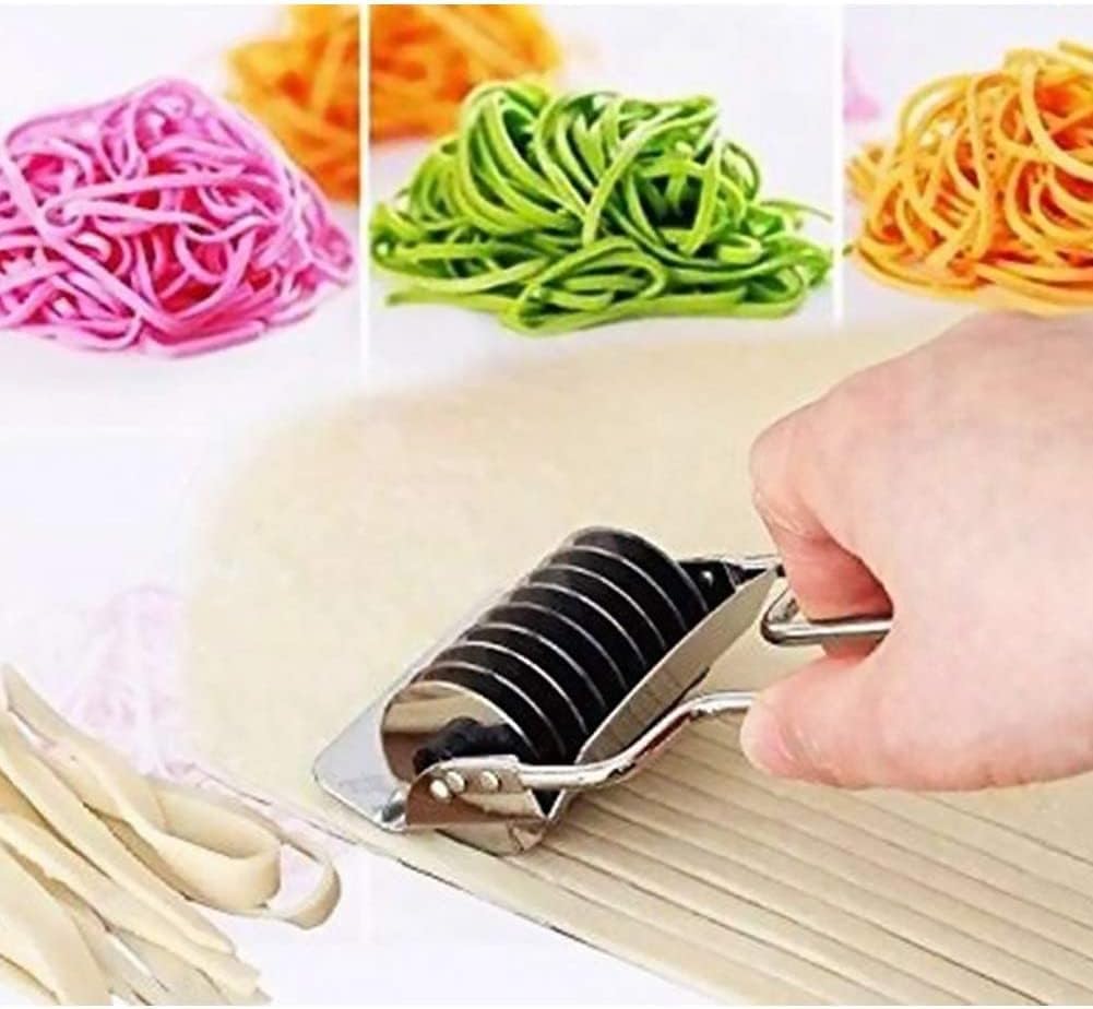 LATRAT Ręczna krajalnica do ciasta ze stali nierdzewnej, ręczna maszynka do makaronu, narzędzie kuchenne do produkcji makaronu, spaghetti