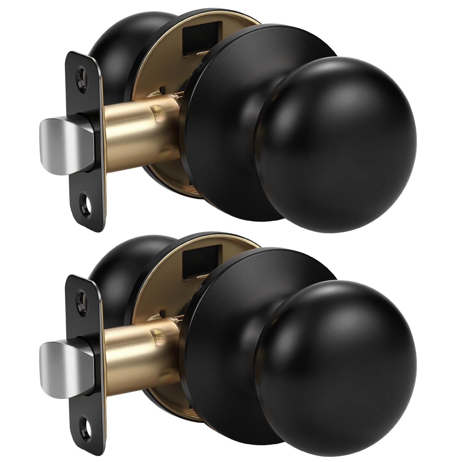 Brushed Nickel Door Knobs - Keyless Privacy -26