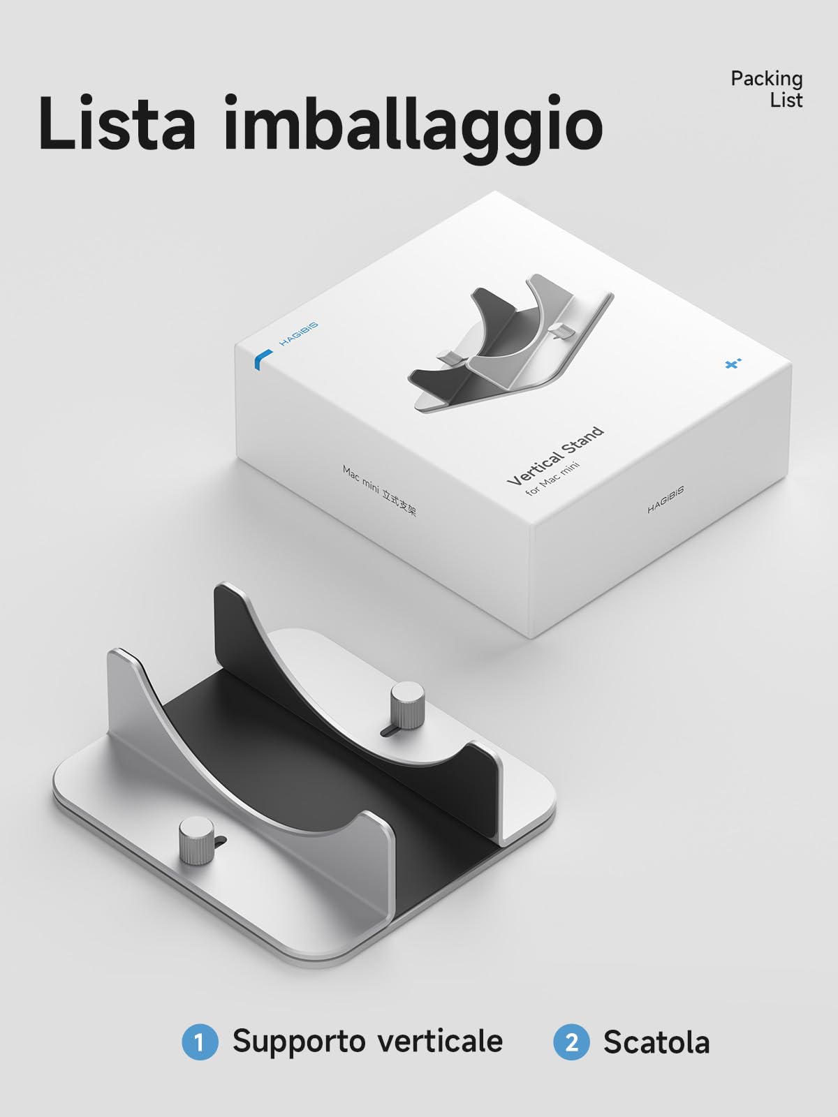 Hagibis Supporto verticale per Mac Mini M4, in lega di alluminio, supporto antiscivolo per computer, compatibile con chip M4, Mac Mini Pro