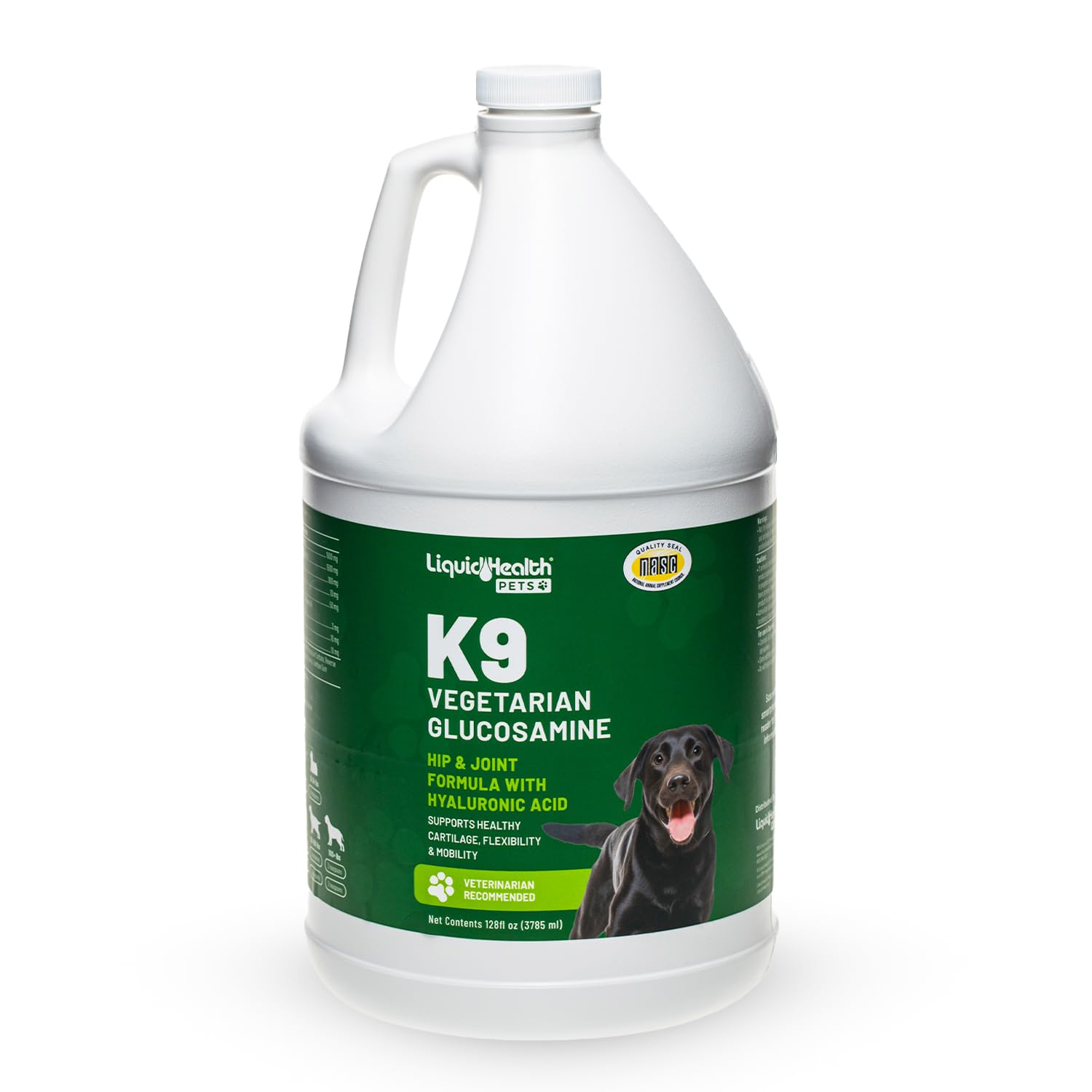 LIQUIDHEALTH 128 Oz K9 Vegetarian Liquid Glucosamine for All Dogs Canines - Chondroitin, MSM, Omega 3, Anti Oxidants Hyaluronic Acid – Joint Health,