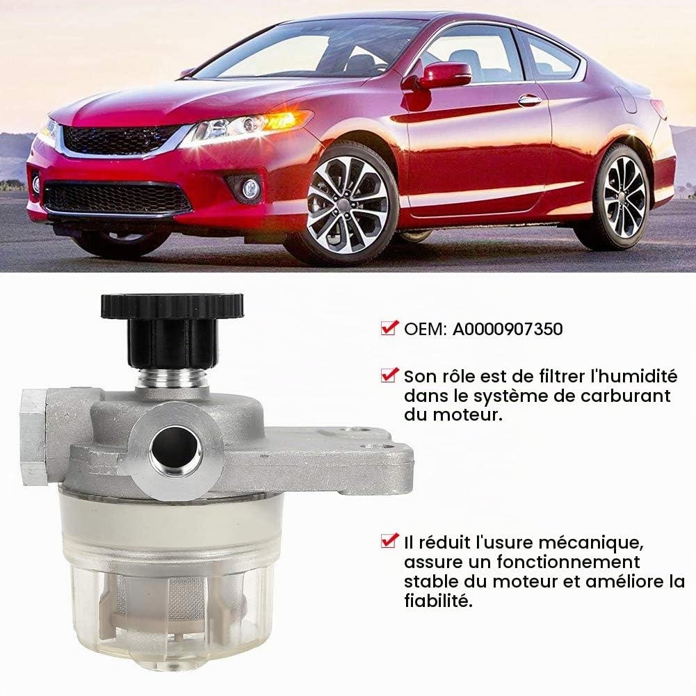 Qiilu Séparateur d'eau de filtre à carburant, pompe auxiliaire manuelle de séparateur huile-eau universel de voiture A0000907350