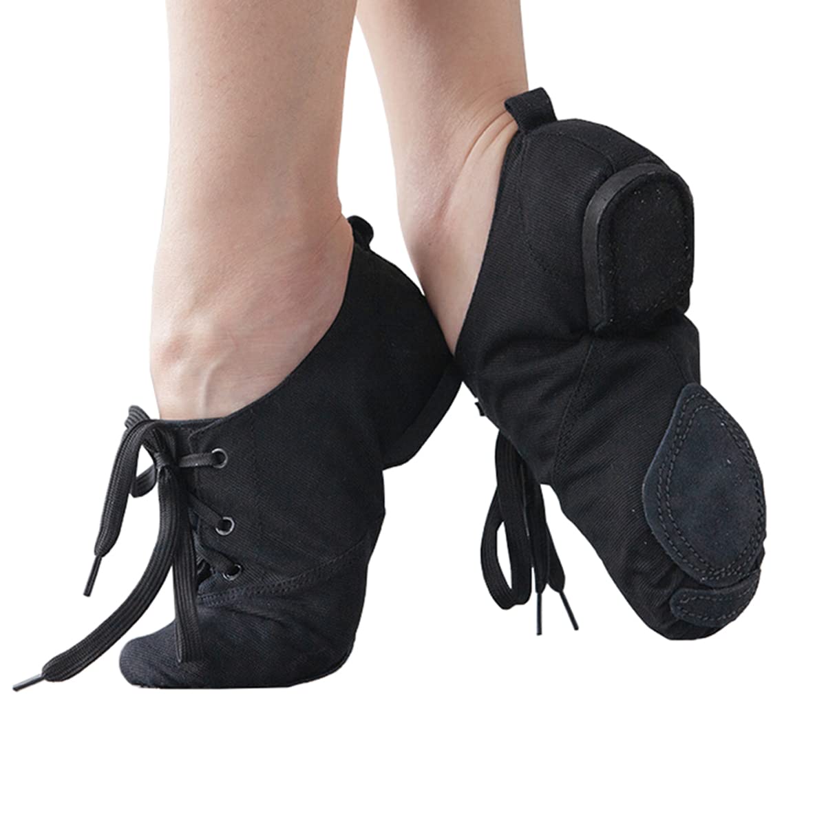 Chaussure de Ballet Toile, Chaussures de Jazz Femme à Lacets Baskets de Danse Fille Semelles Divisées Moderne Dance Chaussures