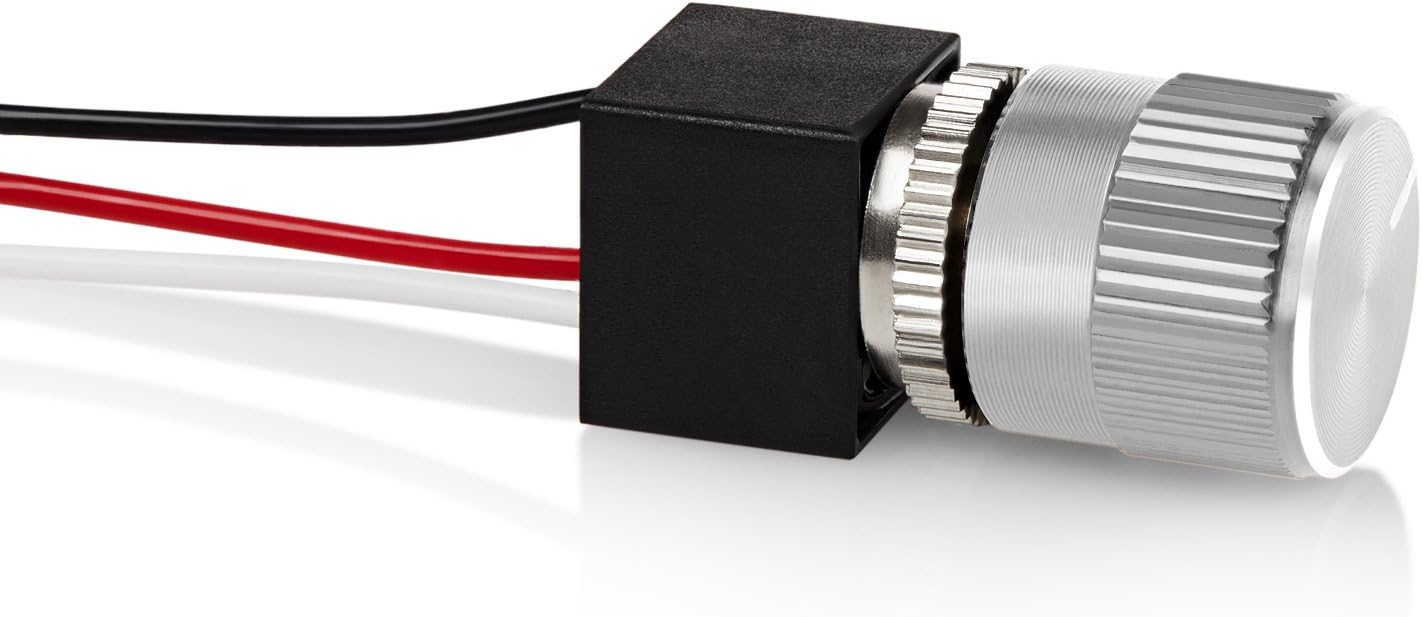 12 Volt DC Dimmer for LED, Halogen, Incandescent - RV, Auto, Truck, Marine, and Strip Lighting - Long Shaft - Silver