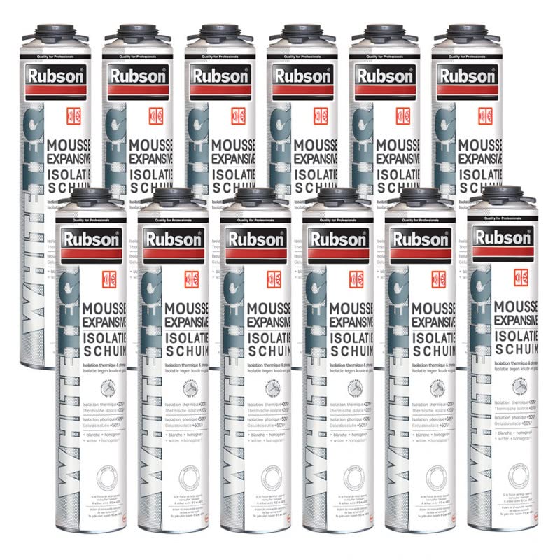Lot de 12 Mousses expansive RUBSON WhiteTeq pistolable 750ml - Isolation thermique et phonique