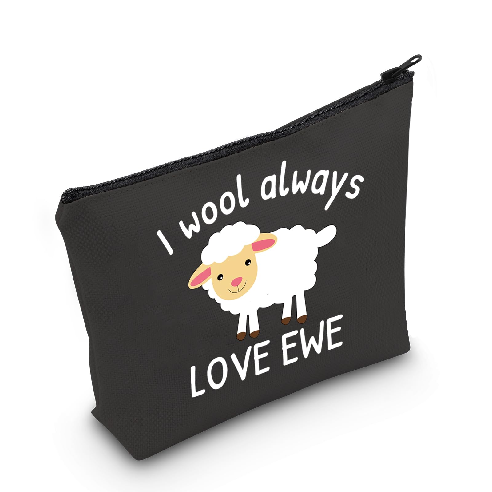 LEVLO Funny Lambs Farm Animals Lovers Gifts I Wool Always Love Ewe Makeup Bags Lamb Sheep Pun Xmas Valentine Travel Case (always love ewe-black)