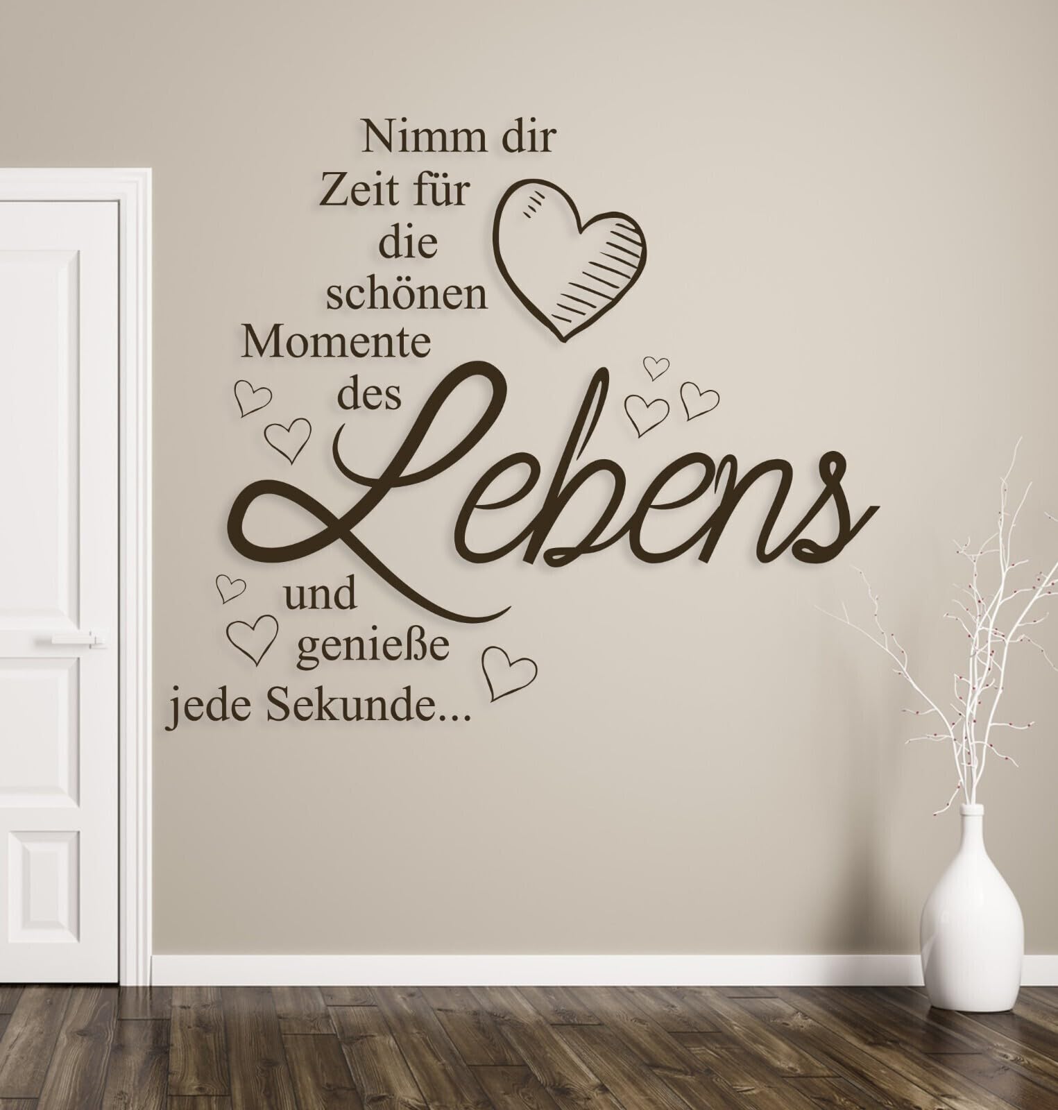 tjapalo® a51 Wandtattoo nimm dir Zeit für die schönen Momente wandtattoo wohnzimmer spruch zitate Wandsticker Flur und Diele wanddeko Wohnzimmer modern, Farbe: flieder, Größe: H70xB58cm