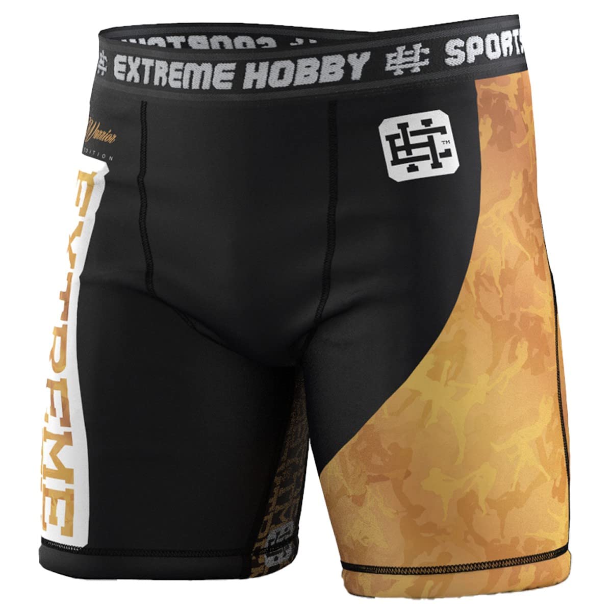 Spodenki Męskie Kompresyjne Vale Tudo MMA, Sztuki Walki Golden Warrior Kolor: czarny