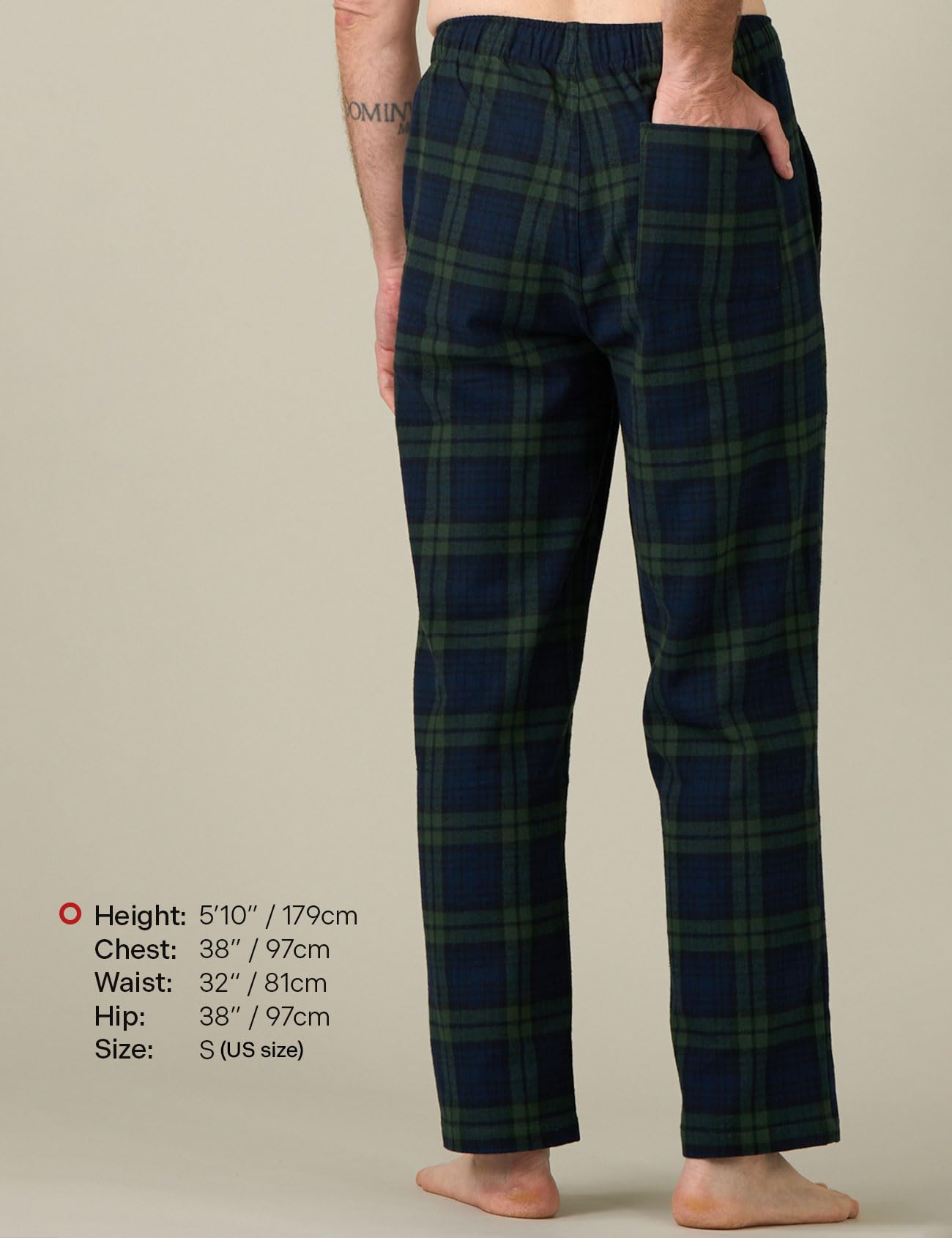LAPASA Pantaloni Pigiama 100% Cotone Leggero Uomo con Tasche Laterali - Abbigliamento da Notte Pantaloni Tuta Lunghi Casa Relax Scozzesi Quadri Taglie Forti M38