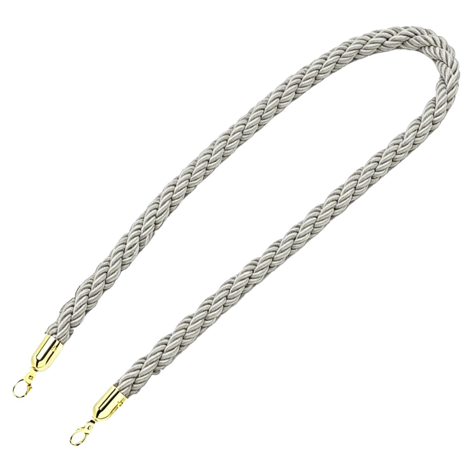ZJKXJH Twisted Crowd Control Cord, Queue Separation Barrier Line with Gold Hooks, Stanchion Ropes for Hotel Bank Guard Booth, Customizable Length(Gray,59in/1.5m)