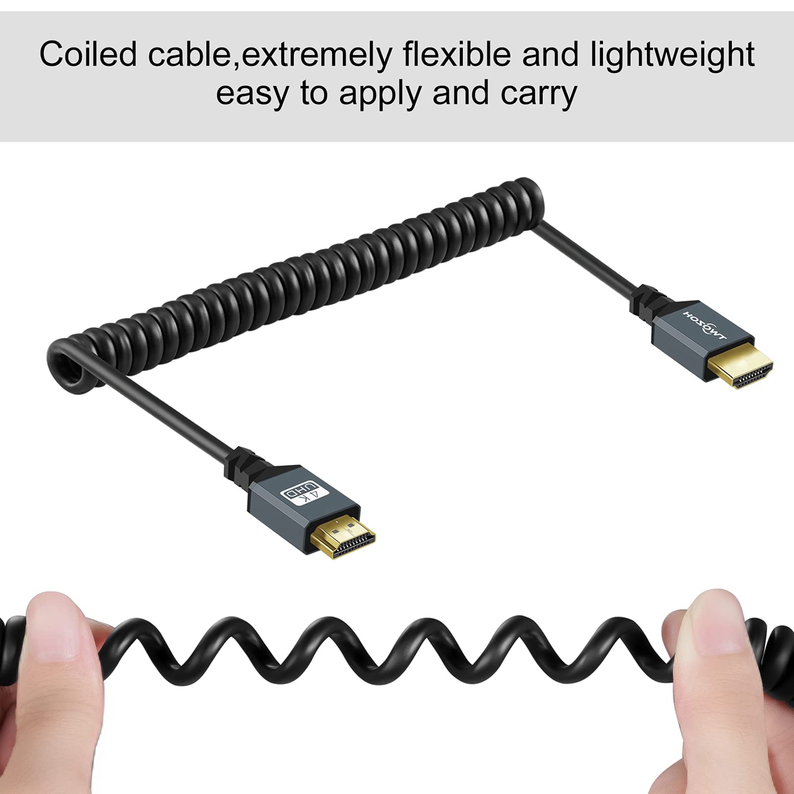 Twozoh Spirale Cavo HDMI a HDMI, Cavi HDMI maschio a maschio spirale per TV stick 3D/4K 1080p UHD HDMI 4K 2.0 prolunga HDMI 1,5M