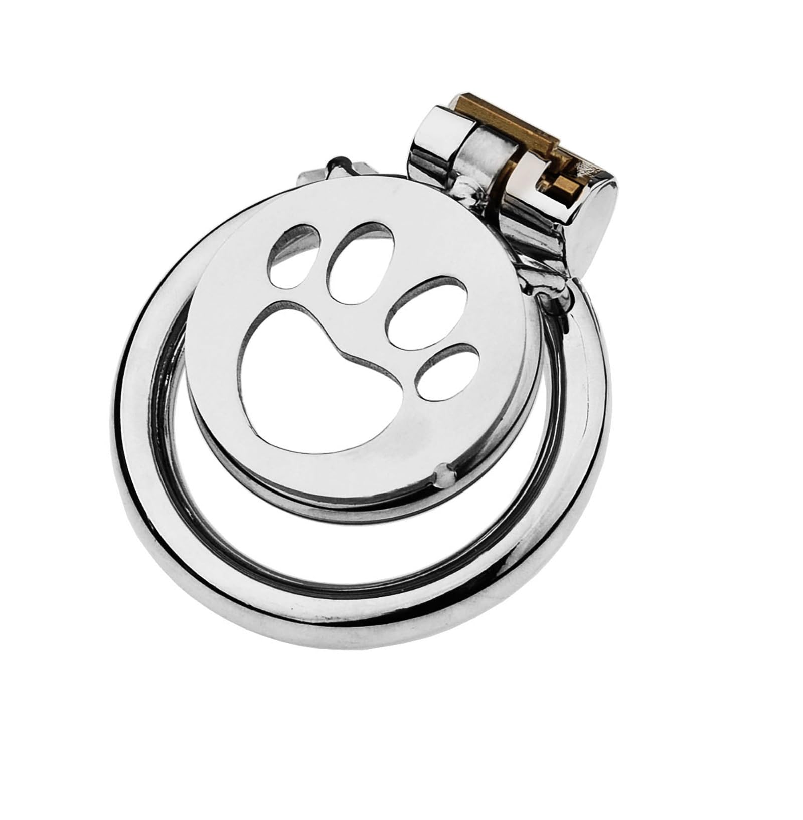 Jaula de castidad plana en la forma de una pata de gato con cerradura invisible y llave invertida Jaula de castidad para los hombres de acero inoxidable pene (silver,50mm)