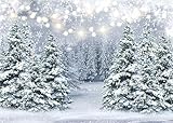 LYCGS 8X6ft Winter Snow Scenery Backdrop Glitter Winter Forest Photography Backdrop Snowflake Christmas Tree Photo Backdrop Xmas Party Decorations Banner X-173