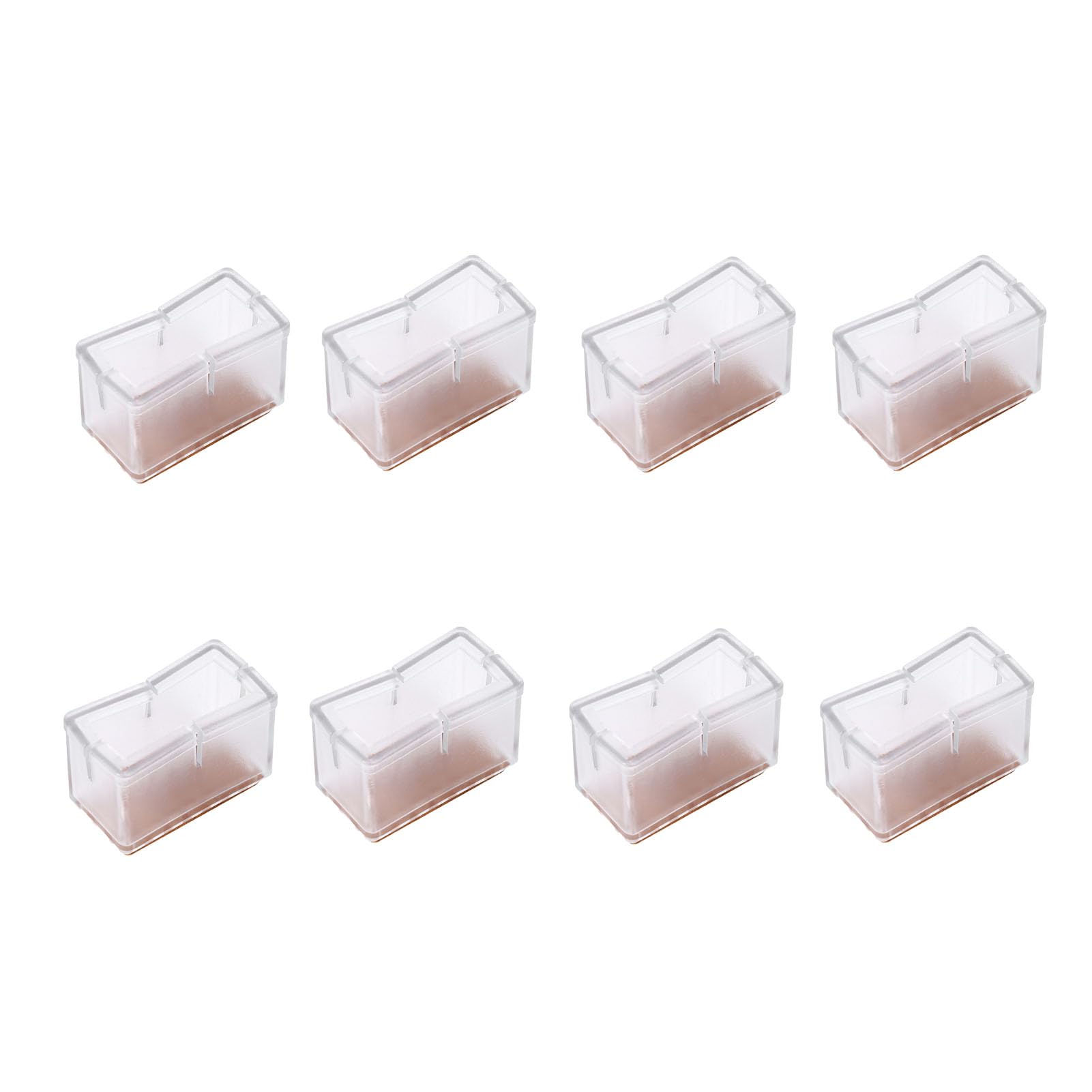 Transparent Silicone Rectangle Chair Leg Protectors with Felt Pads Floor Protector for Wood Floors Prevent Scratches and Noises