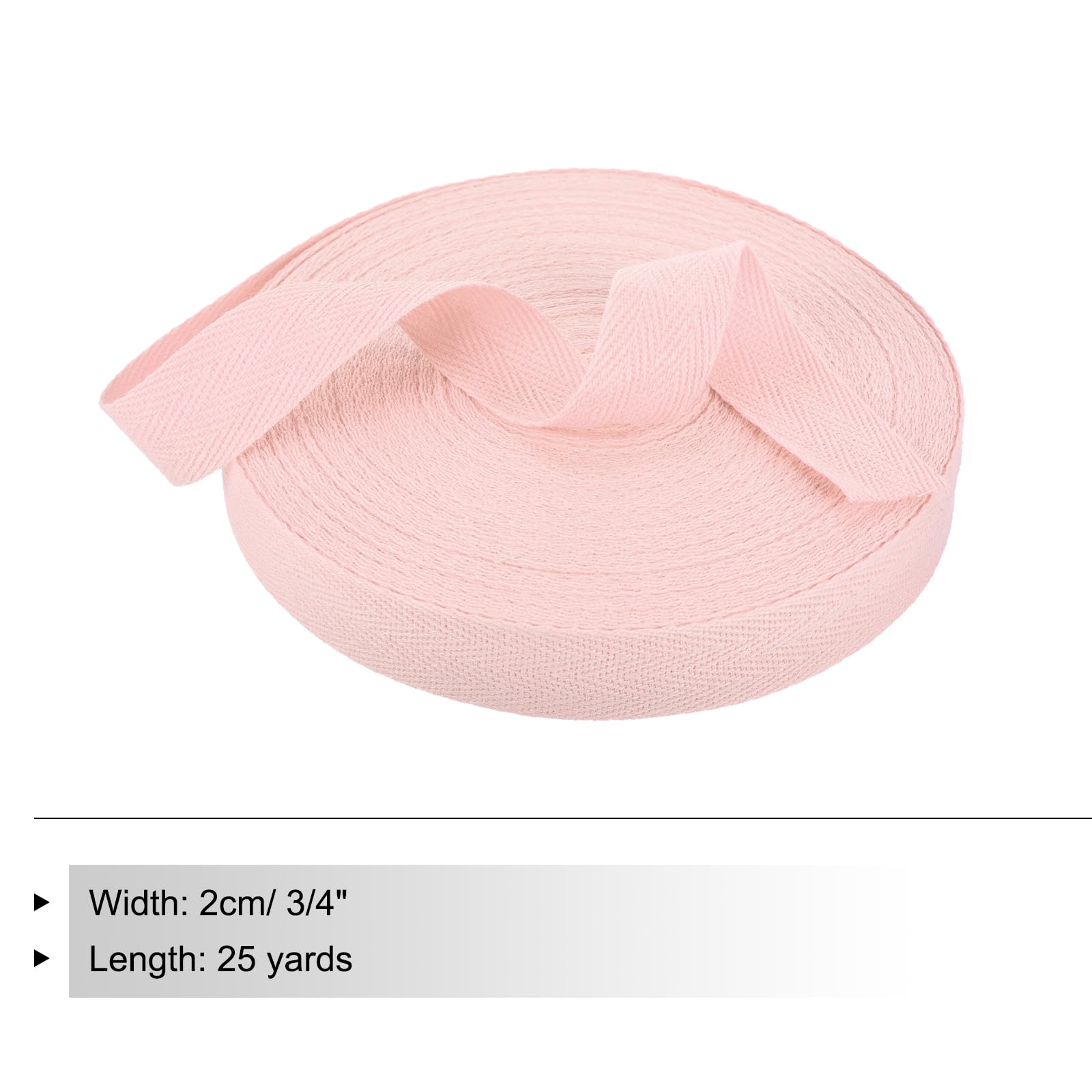 PATIKIL Cotton Twill Tape 20mm(3/4") 25 Yards Cotton Ribbon Bias Binding Tape Herringbone Webbing Trim for Sewing Gift Wrapping Craft DIY Pink White - Image 2