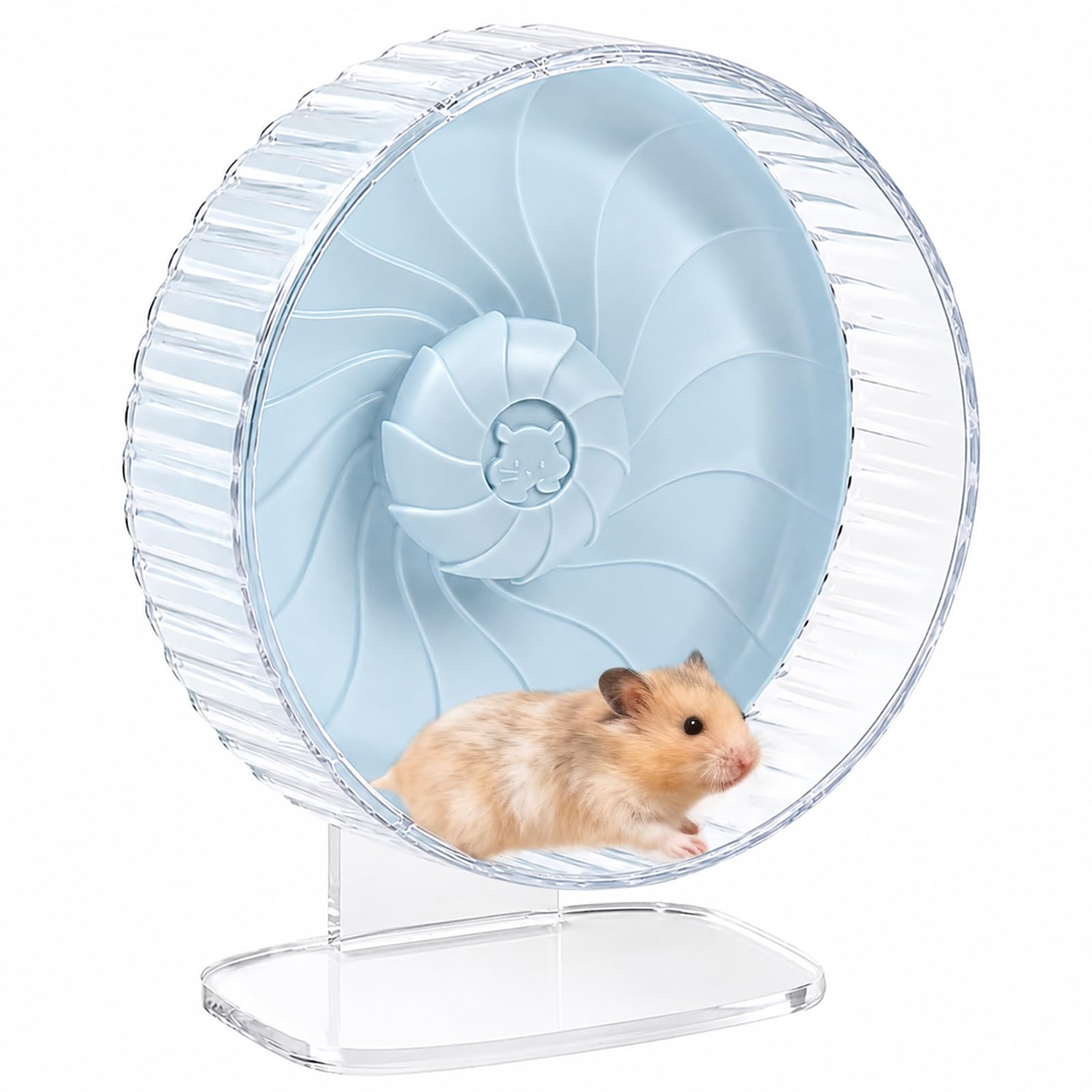 Silent Hamster Wheel – 21cm with Adjustable Stand for Happy Syrian Hamsters, Hedgehogs, Mice & Small Pets, Cage Accessory,Blue