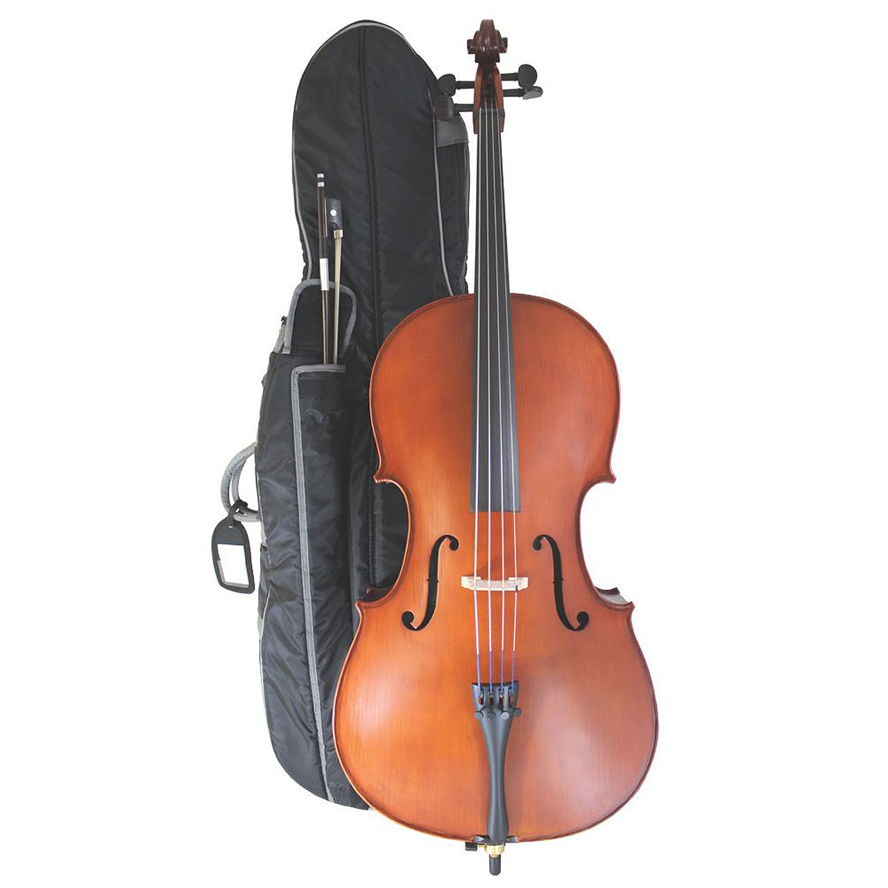 Primavera Cello Outfit 1/10 Size – Hand carved maple and spruce, longer lasting ebony pegs, complete with bow and case
