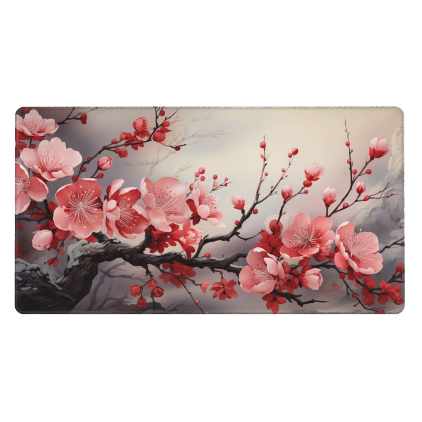 Gaming Mauspad XXL 1000x400x4mm Großes Mousepad mit Ernähten Kanten, Wasserdicht und rutschfest Tastatur Matte, Verbessert Präzision und Geschwindigkeit, für Büro, PC, Laptop Pad Rosa Blume Z5163