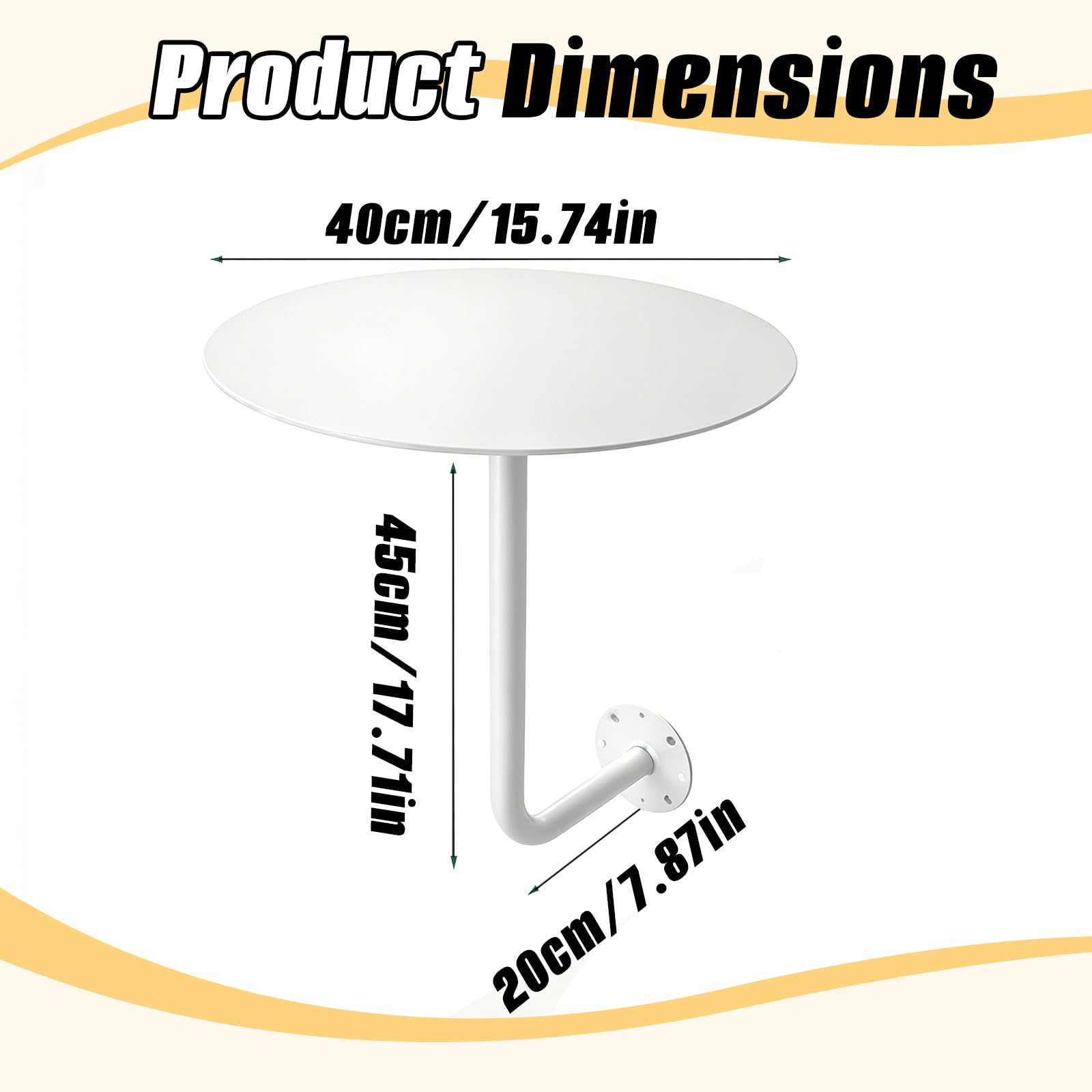 Table Ronde Murale, Table De Bar Ronde avec Support Mural Petite Table d'appoint Murale en Forme de L Tables Balcon Suspendue for Magasin de thé au Lait café Fast-Food (Blanc)