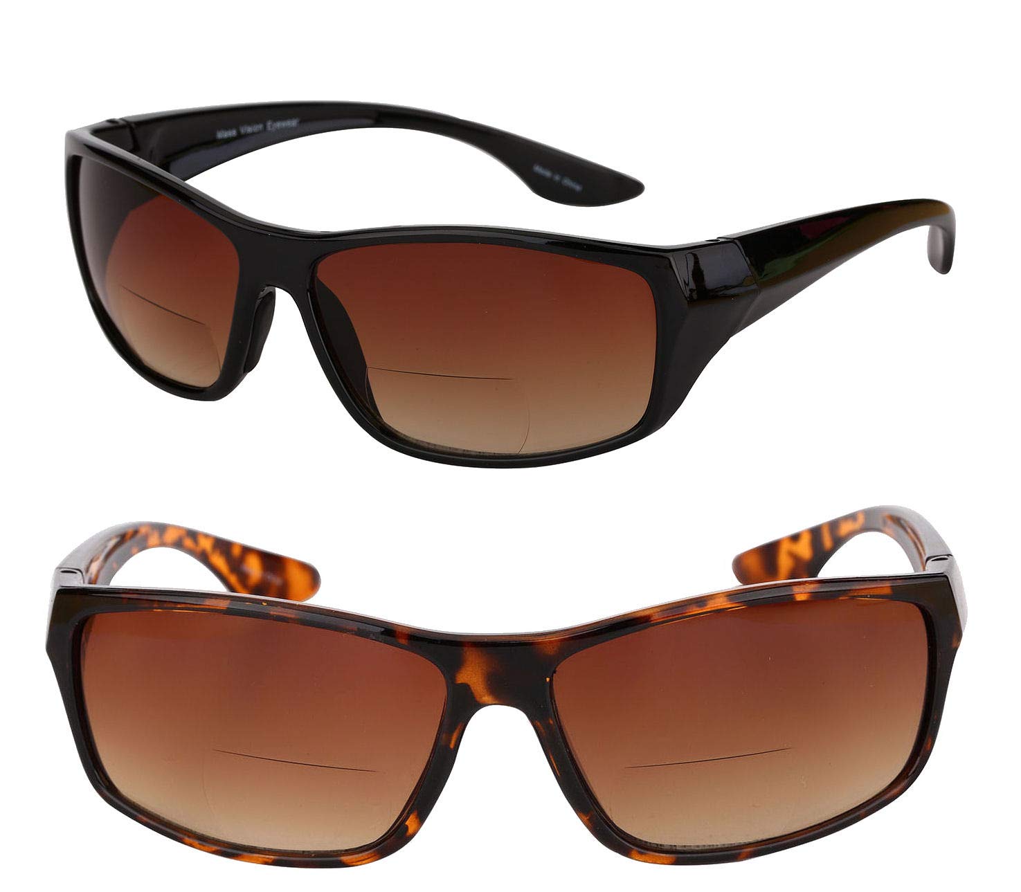 Mass Vision 'The Driver' 2 Pair of Unisex Bifocal Reading Sunglasses with High Definition Amber Lenses - UV400 Protection