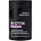 Sports Research® Biotin 10,000mcg with Organic Coconut Oil - Biotin (Vitamin B7) for Healthy Skin and Hair Support* - for Women and Men - Vegan, Non-GMO, Gluten & Soy-Free - 30 Veggie Softgels